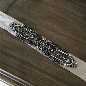 Satin Dress Belt With Stones